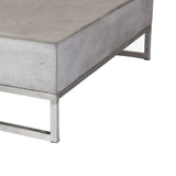 Benzara Square Concrete Coffee Table with Stainless Steel Sled Base, Gray BM214880 Gray Concrete, Metal BM214880