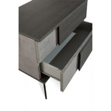 Benzara 2 Drawer Faux Concrete Modern Nightstand with Metal Legs, Dark Gray BM214882 Gray Solid Wood, Metal BM214882