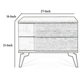 Benzara 2 Drawer Faux Concrete Modern Nightstand with Metal Legs, Dark Gray BM214882 Gray Solid Wood, Metal BM214882