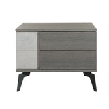 2 Drawer Faux Concrete Modern Nightstand with Metal Legs, Dark Gray
