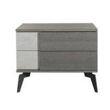 Benzara 2 Drawer Faux Concrete Modern Nightstand with Metal Legs, Dark Gray BM214882 Gray Solid Wood, Metal BM214882