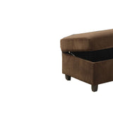 Benzara Fabric Upholstered Rectangular Ottoman with Hidden Storage, Brown BM214940 Brown Wood BM214940