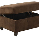 Benzara Fabric Upholstered Rectangular Ottoman with Hidden Storage, Brown BM214940 Brown Wood BM214940