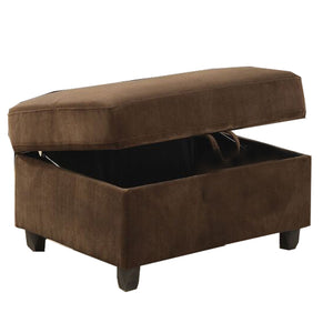 Benzara Fabric Upholstered Rectangular Ottoman with Hidden Storage, Brown BM214940 Brown Wood BM214940