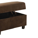 Benzara Fabric Upholstered Rectangular Ottoman with Hidden Storage, Brown BM214940 Brown Wood BM214940