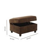 Benzara Fabric Upholstered Rectangular Ottoman with Hidden Storage, Brown BM214940 Brown Wood BM214940