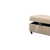 Benzara Fabric Upholstered Rectangular Ottoman with Hidden Storage, Beige BM214941 Beige Wood BM214941