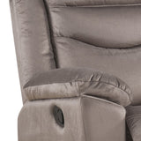 Benzara Fabric Upholstered Glider Recliner with Tufted Back Cushions, Brown BM214947 Brown Wood BM214947