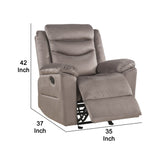 Benzara Fabric Upholstered Glider Recliner with Tufted Back Cushions, Brown BM214947 Brown Wood BM214947