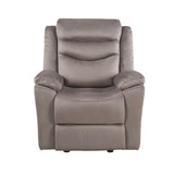 Fabric Upholstered Glider Recliner with Tufted Back Cushions, Brown