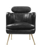 Benzara Leatherette Accent Chair with Shelter Sloped Armrest, Black BM214953 Black Wood BM214953