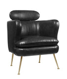 Leatherette Accent Chair with Shelter Sloped Armrest, Black