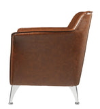 Benzara Leatherette Accent Chair with Track Armrest and Welt Trim Details, Brown BM214954 Brown Wood BM214954
