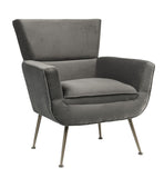Fabric Upholstered Accent Chair with Angled Legs and Flared Armrests, Gray