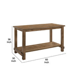 Benzara Counter Height Wooden Dining Table with Open Bottom Shelf, Brown BM214961 Brown Wood BM214961