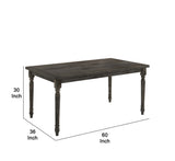 Benzara Rustic Style Wooden Dining Table with Rectangular Top and Turned Legs, Gray BM214963 Gray Wood BM214963