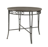 Benzara Counter Height Dining Table with Round Top and Geometric Metal Accents,Gray BM214969 Gray Wood BM214969