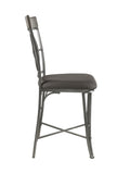 Benzara Counter Height Metal Chair with Geometrical Backrest, Set of 2, Gray BM214970 Gray Wood BM214970