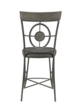 Benzara Counter Height Metal Chair with Geometrical Backrest, Set of 2, Gray BM214970 Gray Wood BM214970