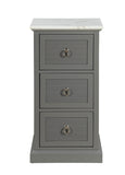 Benzara 3 Drawer Wooden Cabinet with Shutter Design and Marble Top, Gray and White BM214989 Gray and White Wood BM214989