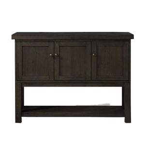 Benzara Transitional Style Server with 3 Doors and Open Bottom Shelf, Brown BM215021 Brown Wood BM215021