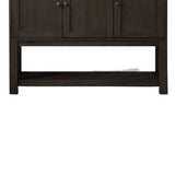 Benzara Transitional Style Server with 3 Doors and Open Bottom Shelf, Brown BM215021 Brown Wood BM215021