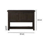 Benzara Transitional Style Server with 3 Doors and Open Bottom Shelf, Brown BM215021 Brown Wood BM215021