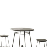 Benzara 3 Piece Round Top Counter Height Set with Raised Metal Base, Oak Gray BM215025 Gray Wood BM215025