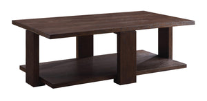 Benzara Contemporary Style Rectangular Coffee Table with Open Bottom Shelf, Brown BM215038 Brown Wood BM215038