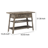 Benzara 1 Drawer and 2 Shelves Reclaimed Wood Console Table with Angled Legs, Gray BM215062 Gray Reclaimed Wood BM215062