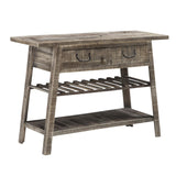 Benzara 1 Drawer and 2 Shelves Reclaimed Wood Console Table with Angled Legs, Gray BM215062 Gray Reclaimed Wood BM215062