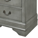 Benzara Wooden Frame Nightstand with 2 Drawers and Bracket Feet, Gray BM215154 Gray Solid Wood and Metal BM215154