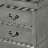 Benzara Wooden Frame Nightstand with 2 Drawers and Bracket Feet, Gray BM215154 Gray Solid Wood and Metal BM215154