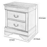 Benzara Wooden Frame Nightstand with 2 Drawers and Bracket Feet, Gray BM215154 Gray Solid Wood and Metal BM215154