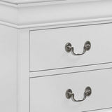 Benzara Wooden Frame Nightstand with 2 Drawers and Bracket Feet, White BM215155 White Solid Wood and Metal BM215155