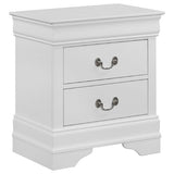 Benzara Wooden Frame Nightstand with 2 Drawers and Bracket Feet, White BM215155 White Solid Wood and Metal BM215155