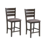 Benzara Wooden Counter Chair with Padded Seat and Ladder Backrest, Set of 2, Gray - BM215200 BM215200 Gray Solid Wood and Fabric BM215200