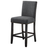 Benzara Nailhead Trim Fabric Upholstered Counter Chair, Set of 2, Dark Gray BM215205 Gray Solid Wood and Fabric BM215205