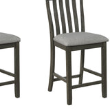 Benzara Vertical Slatted Back Wooden Counter Chair, Set of 2, Gray - BM215207 BM215207 Gray Solid Wood and Fabric BM215207