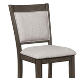 Benzara Fabric Upholstered Wooden Counter Chair, Set of 2, Brown and Gray - BM215218 BM215218 Gray and Brown Solid Wood and Fabric BM215218