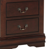 Benzara 2 Drawers Wooden Frame Nightstand with Antique Metal Pulls, Cherry Brown - BM215223 BM215223 Brown Solid Wood BM215223