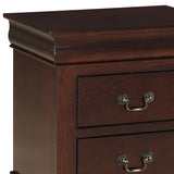 Benzara 2 Drawers Wooden Frame Nightstand with Antique Metal Pulls, Cherry Brown - BM215223 BM215223 Brown Solid Wood BM215223