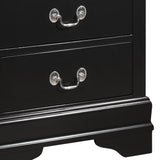 Benzara 2 Drawers Wooden Frame Nightstand with Antique Metal Pulls, Black - BM215224 BM215224 Black Solid Wood BM215224