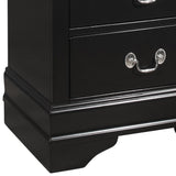 Benzara 2 Drawers Wooden Frame Nightstand with Antique Metal Pulls, Black - BM215224 BM215224 Black Solid Wood BM215224