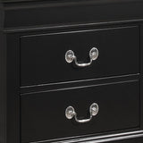 Benzara 2 Drawers Wooden Frame Nightstand with Antique Metal Pulls, Black - BM215224 BM215224 Black Solid Wood BM215224