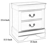 Benzara 2 Drawers Wooden Frame Nightstand with Antique Metal Pulls, Black - BM215224 BM215224 Black Solid Wood BM215224