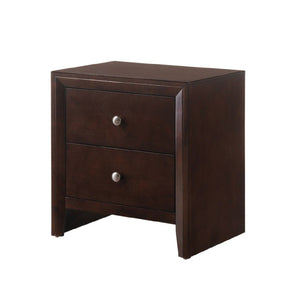 Benzara Grained Wooden Nightstand with 2 Drawers and Sled Base, Cherry Brown - BM215227 BM215227 Brown Solid Wood BM215227