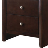 Benzara Grained Wooden Nightstand with 2 Drawers and Sled Base, Cherry Brown - BM215227 BM215227 Brown Solid Wood BM215227