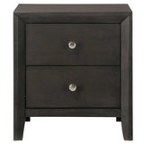 Grained Wooden Nightstand with 2 Drawers and Sled Base, Gray - BM215228