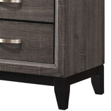 Benzara 2 Drawers Wooden Frame Nightstand with Grain Details and Bar Pulls, Gray - BM215240 BM215240 Gray Solid Wood BM215240